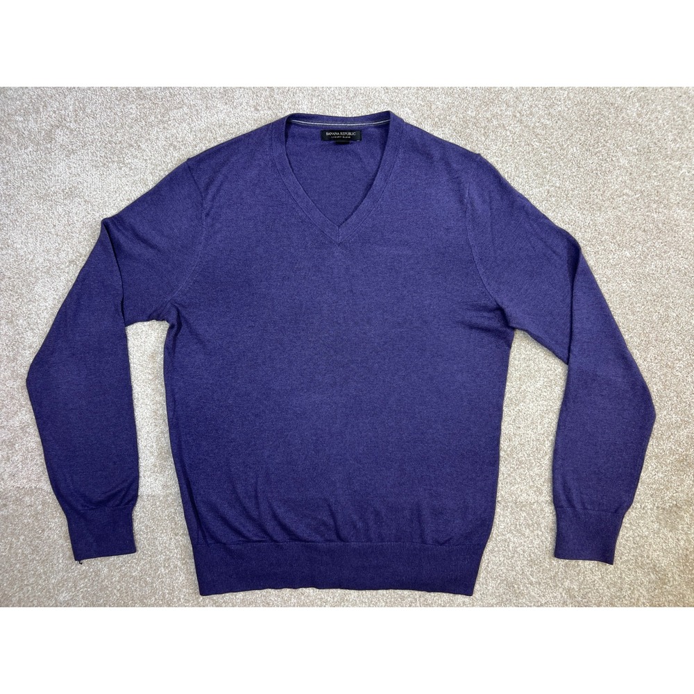 Banana Republic Luxury Blend V Neck Sweater Men's Med Purple Silk Cashmere Blend